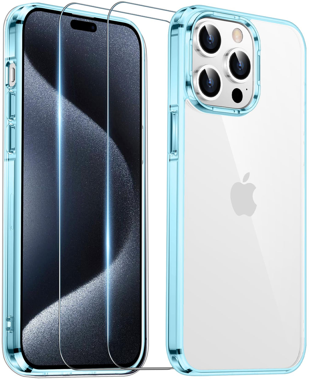 [Australia - AusPower] - Temdan Designed for iPhone 15 Pro Max Case Clear, [Non-Yellowing] [Military-Grade Drop Protection] Slim Thin Shockproof Protective Cover Phone Case for iPhone 15 Pro Max Case Clear-Blue 