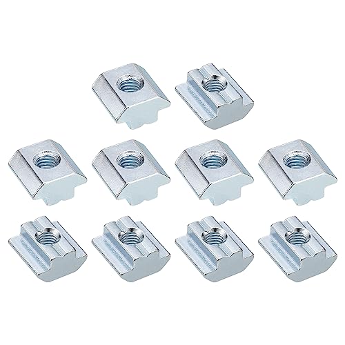 uxcell silver M8 T nuts, 4545 series nickel-plated carbon steel sliding T-slot bolts for aluminum extrusion profiles