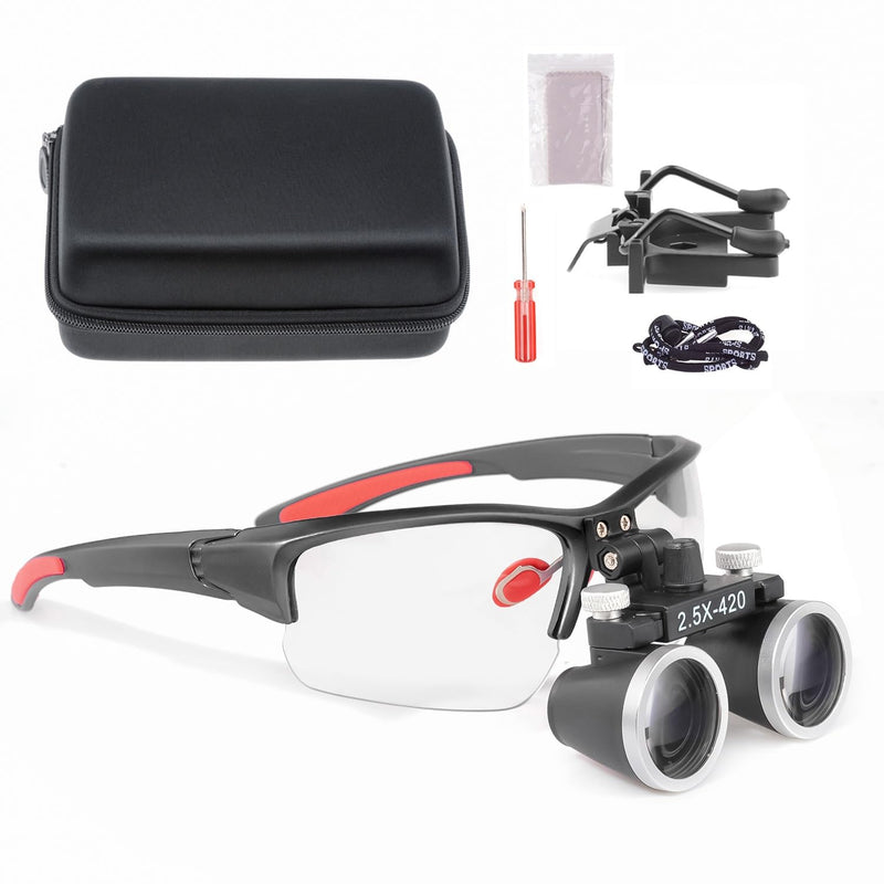 [Australia - AusPower] - Loupes 2.5X 3.5X Magnification Binocular Magnifier Optical Glass Lens (2.5X, Black) 