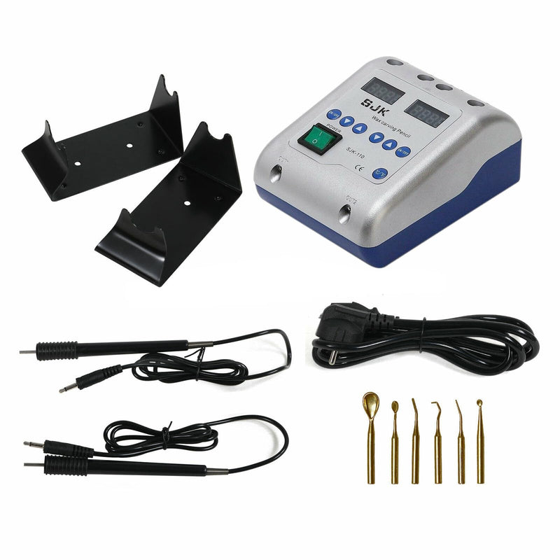 [Australia - AusPower] - Lab Equipment Electric Waxer Carving Double Pen Machine w/ 6 Wax Pot Tips JT-21 