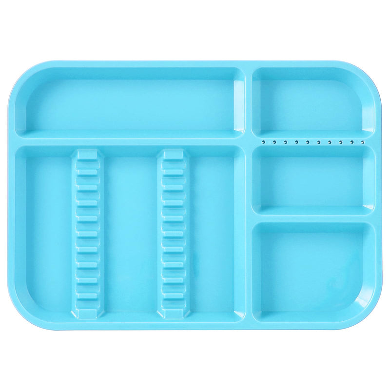 [Australia - AusPower] - JMU Dental Instrument Trays Autoclavable Plastic Divided Separate Trays 13.25" x 9.75" Size B, Dental Setup Trays, Sky Blue 1 