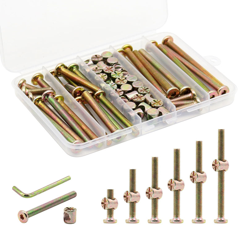 [Australia - AusPower] - Baby Bed Crib Screws Hardware Replacement Kit,Hincell 28 Set Baby Bed Frame Bolts &Barrel Nuts Set, M6x20mm/30mm/40mm/50mm/60mm/70mm/80mmHex Drive Socket Cap Screws Barrel Nuts Assortment Kit M6x20mm/30mm/40mm/50mm/60mm/70mm/80mm?Chroma? 