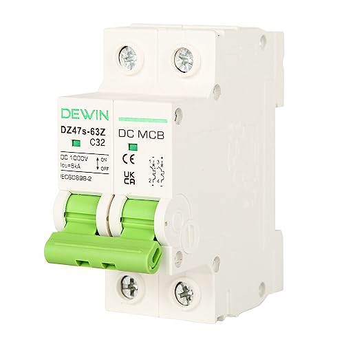 DEWIN Circuit Breaker 32A 2-Pin Solar Photovoltaic Isolator MCB Circuit Breaker for PV System 2P DC 1000V Type C 32ADC1000V