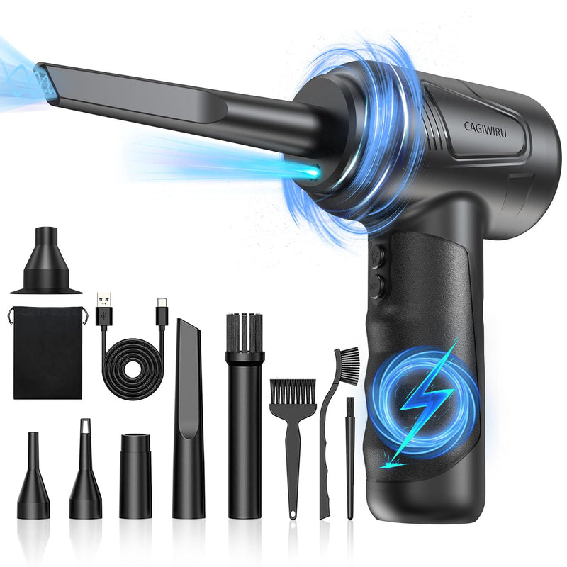 [Australia - AusPower] - Compressed Air Duster 4.0,Cordless Air Blower,Electric Air Duster for Cleaning Keyboard&PC,Air Cleaning Kit, 3 Speed Duster Cleaner with LED-Light-no Canned air dusters-car Dusters Black01 