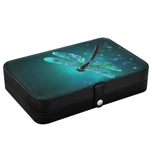 senya Leather Jewelry Box, Spring Dragonfly Necklace Ring Earrings Storage Organizer for Women Travel Jewelry Organizer