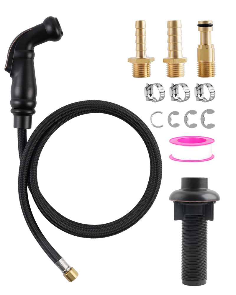 Hygie Rinse Universal Fit Kitchen Faucet Sprayer Attachment/Hose/Holder Set Compatible with Moen/Delta Faucet Sprayer Replacement, Kitchen Sink Side Sprayer Head, Oil Rubbed Bronze Sprayer Head/Hose/Holder Set