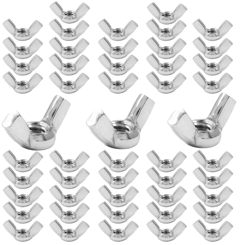 [Australia - AusPower] - 50 Pack 1/4"-20 Wing Nuts, 304 Stainless Steel Butterfly Nuts, Fasteners Parts Hand Twist Tighten Ear Wingnuts for Mechanical Electronic Furniture 