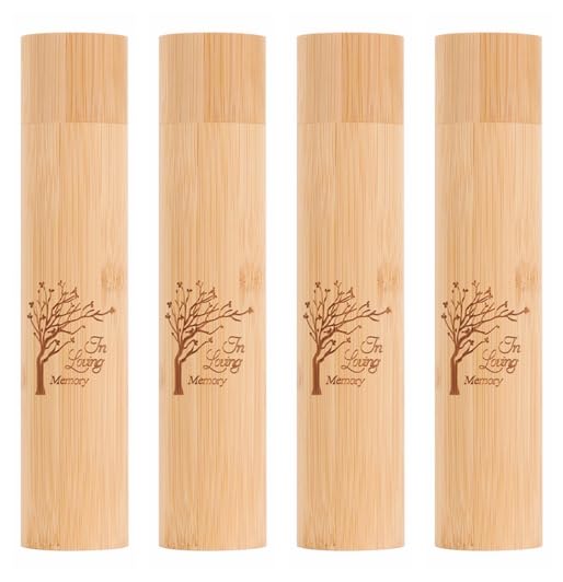 Up to 20 lbs Eco Bomboo Scattering Urn with Velvet Bag– Biodegradable Scattering Tube for Ashes - Travel Urn for Human Ashes (Set of 4, Tree of Life) Set of 4