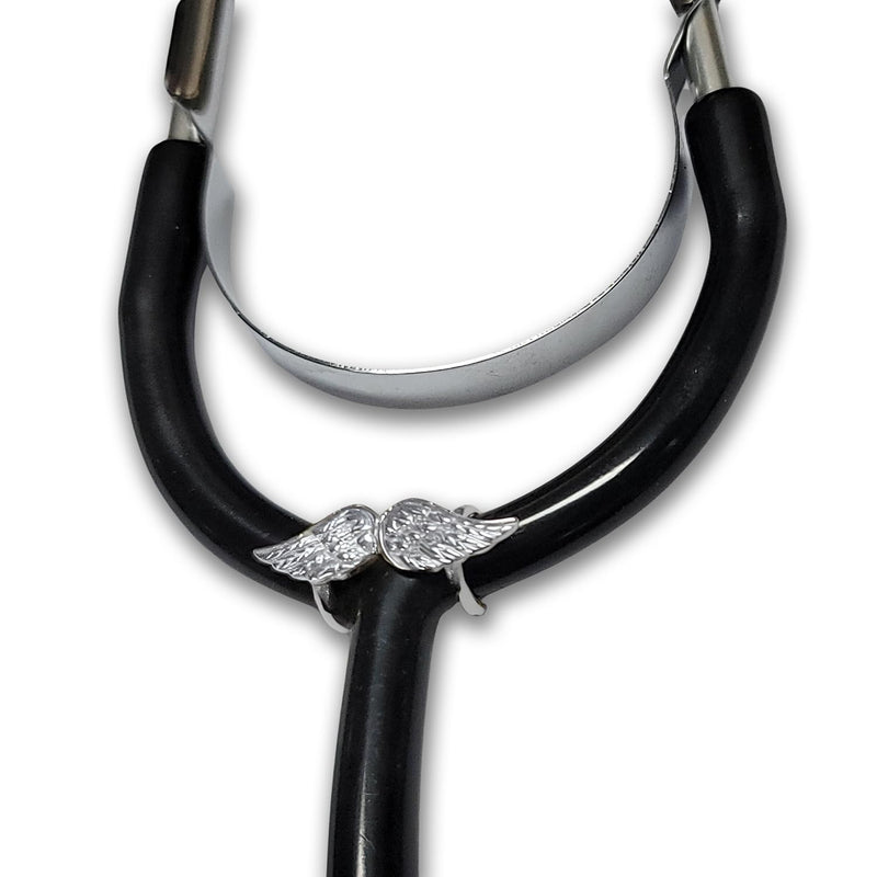[Australia - AusPower] - QUINNLYN & CO. Angel Wings Stethoscope Clip Charm - Stethoscope Accessory, Modern & Sleek Design Clip Nursing Jewelry, Ideal Gift for Nurses, Doctors, RN & Medical Practitioners Gift 
