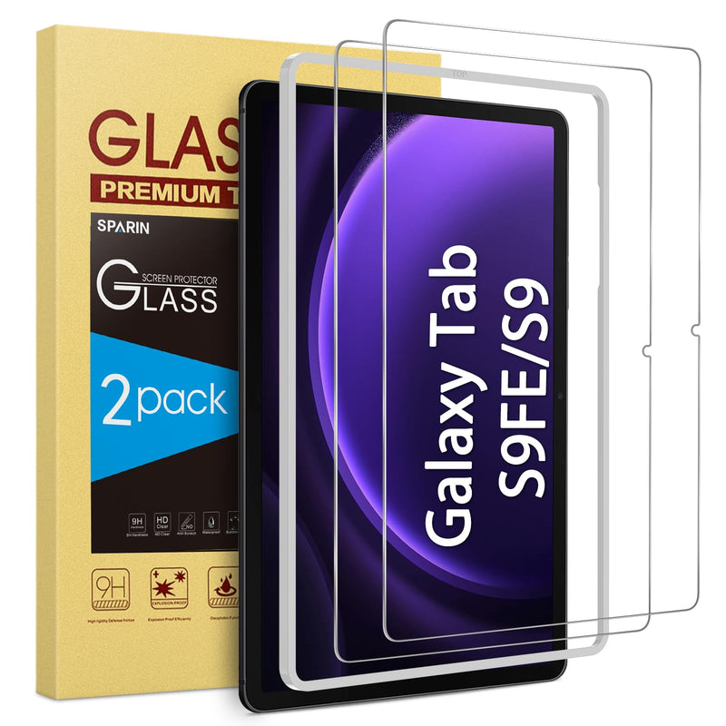 [Australia - AusPower] - SPARIN [2-Pack Screen Protector for Galaxy Tab S9 FE 5G 10.9 inch/Galaxy Tab S9 11 inch, 9H Tempered Glass with Easy Installation Frame, S Pen Compatible/HD Clear/Anti Scratch/Bubble Free Tab S9fe-10.9 Inch 