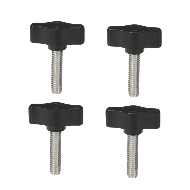 [Australia - AusPower] - Zeberoxyz 4pcs 1/4"-20 x 1" Thumb Screws Stainless Steel with Black Aluminum Knob Standard/Coarse Thread Thumbscrew-Length: 1" (Size: 1") 1" 