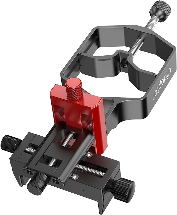 tridaptor - Universal Digiscoping Adapter | High-Precision Phone to Telescope 3-Axis Metal Holder Mount for Spotting Scope Monocular Microscope|Fits 2.4" Eyepiece Max&Most Cell Phone Camera TRIDAPTOR (without Bluetooth)