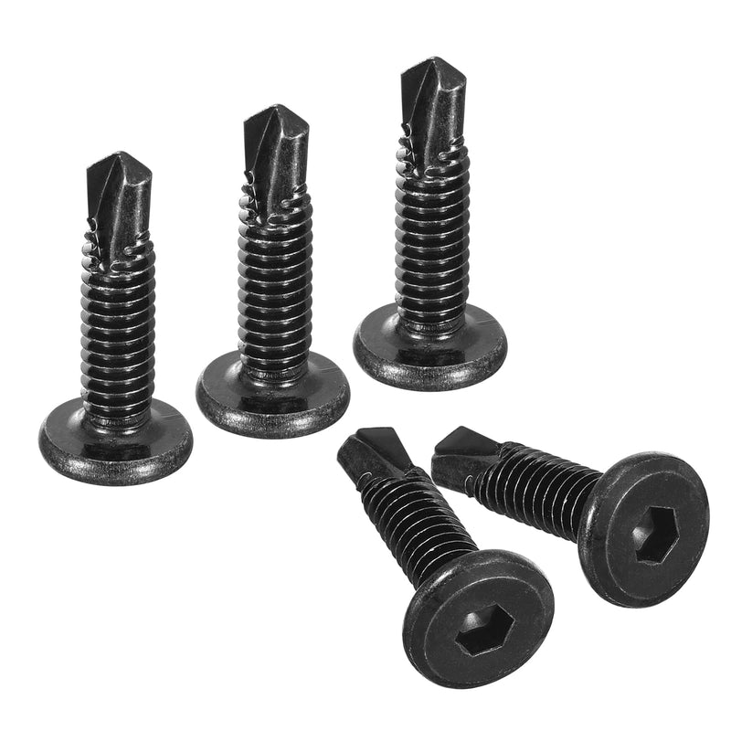 [Australia - AusPower] - uxcell Hex Socket Self Tapping Screws, 1/4 x 1" 410 Stainless Steel Sheet Metal Flat Head Drilling Screw 100pcs, Black 1/4 x 1" 
