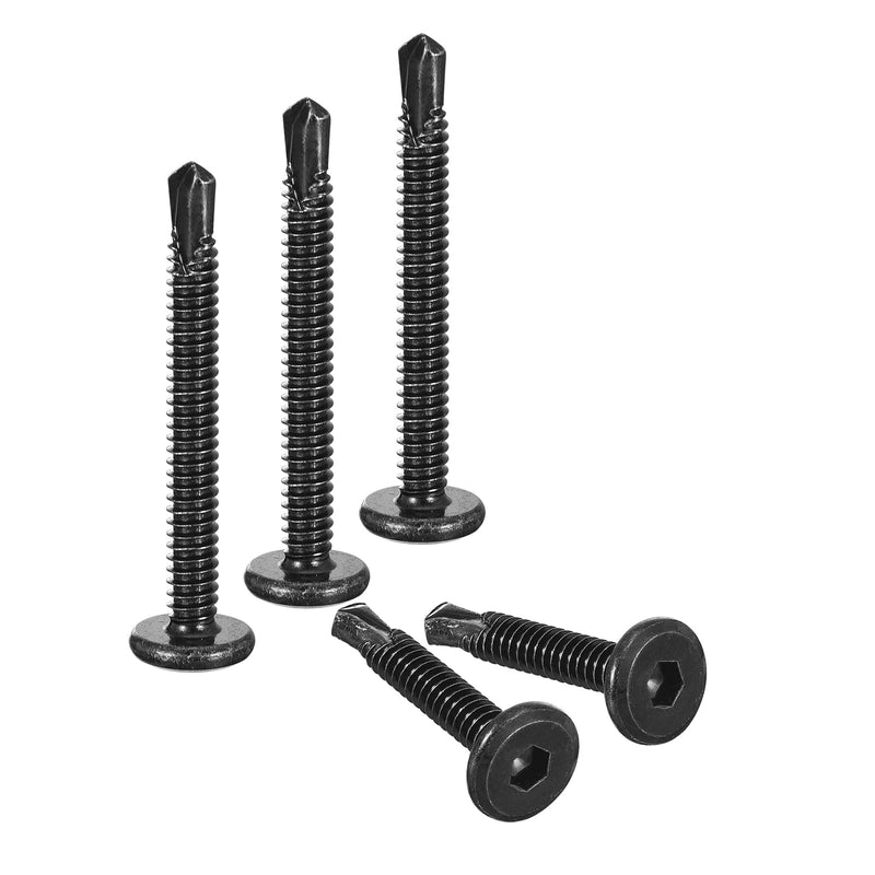 [Australia - AusPower] - uxcell Hex Socket Self Tapping Screws, 10 x 2" 410 Stainless Steel Sheet Metal Flat Head Drilling Screw 50pcs, Black #10 x 2" 