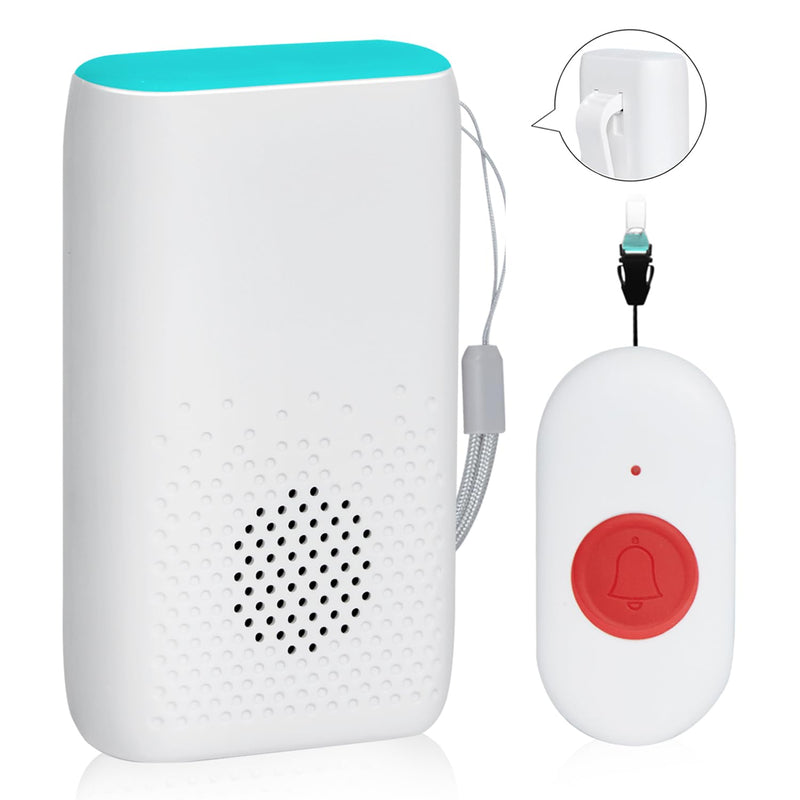 Wireless Caregiver Pager Nurse Alert System SOS Call Button Vibration Pager Nurse Calling Alert System with 58 Melodies 4 Adjust Volume Levels for Patients Seniors Elderly Monitoring at Home 1 Receiver 1 Call Button