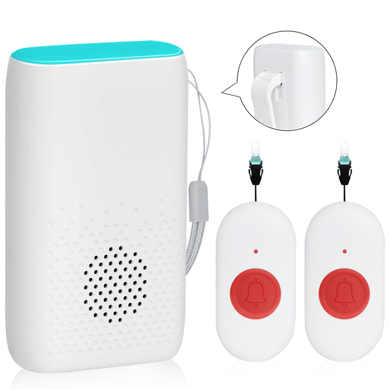 Wireless Caregiver Pager Nurse Alert System SOS Call Button Vibration Pager Nurse Calling Alert System with 58 Melodies 4 Adjust Volume Levels for Patients Seniors Elderly Monitoring at Home ] 1 Receiver 2 Call Button