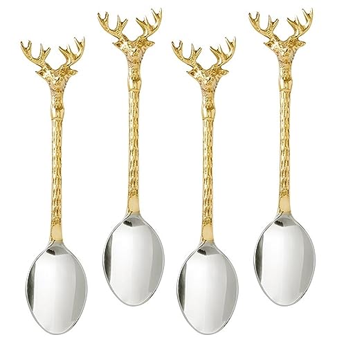 Santa Barbara Design Studio Holiday Charcuterie Accessories Mini Serving Spoons, Set of 4, Gold/Silver