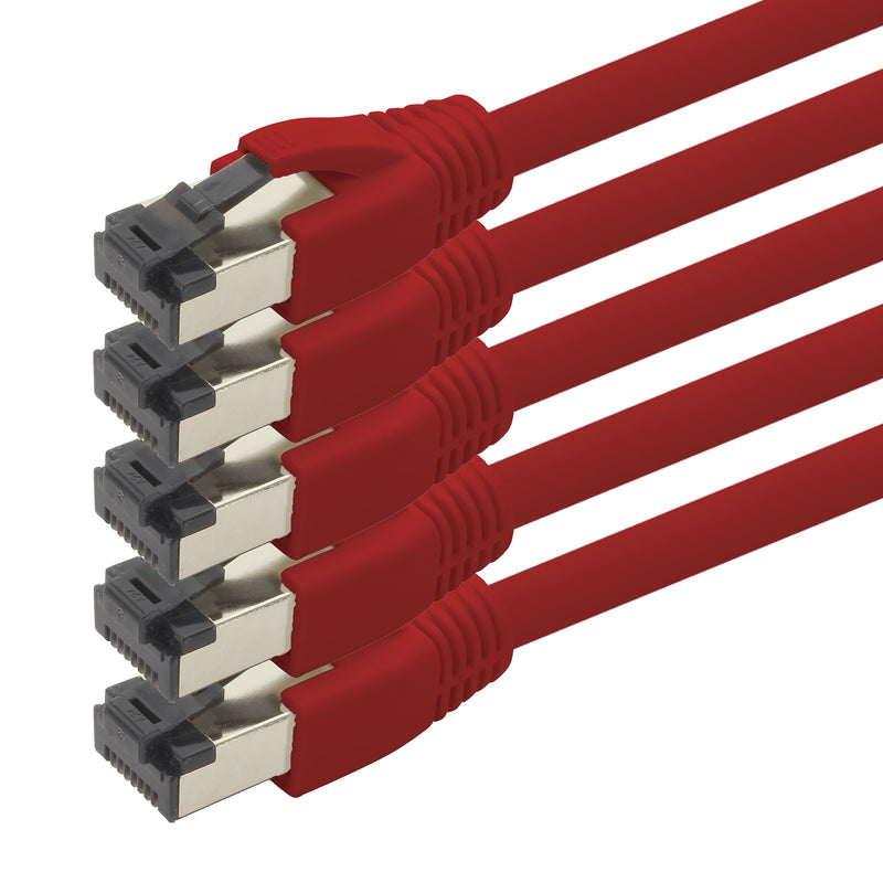 1aTTack.de 2 m Cat 8 Network Cable CAT8 Cable Red - Pack of 5 Cat.8 LAN 2000 MHz 40 Gbit s 40GBase-T Poe+ Patch Cable Ethernet Cable LSZH - 5 x 2 m Red 2m Pack of 5 red