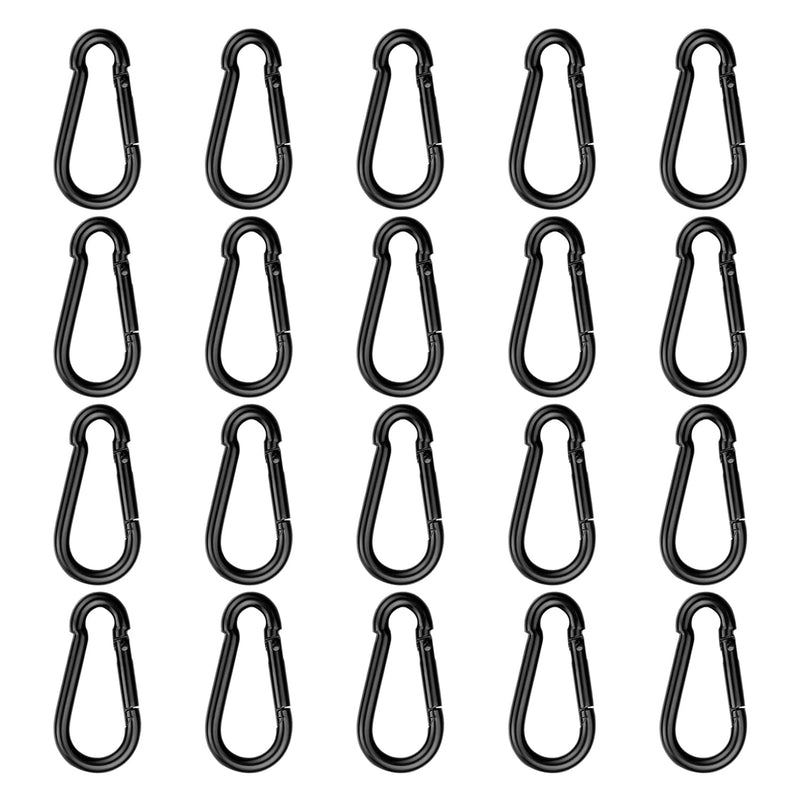 [Australia - AusPower] - M4 Spring Snap Hook Carabiner Clip 1.57 Inch Heavy Duty Snap Hooks Quick Link for Camping, Hiking, Outdoor and Bird Feeders & Dog Leash (20 Pcs), Black 