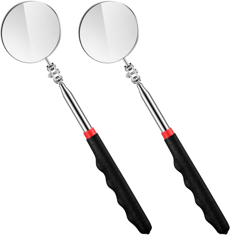 [Australia - AusPower] - Copkim 2 Pcs Telescoping Inspection Mirror,29 Inch Mechanics Mirror Tool with Long Handle, Round Extendable Mirror on a Stick for Technicians Mechanics Contractors Checking Observation (Black) Black 