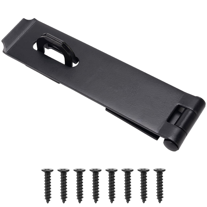 [Australia - AusPower] - Door Lock Hasp Latch, Thicked Design Latch Lock, High Quality Iron Security Packlock Clasp Hasp Lock Latch for Doors, Black Finish with Screws, 1 Pack(7-1/2 Inch) 