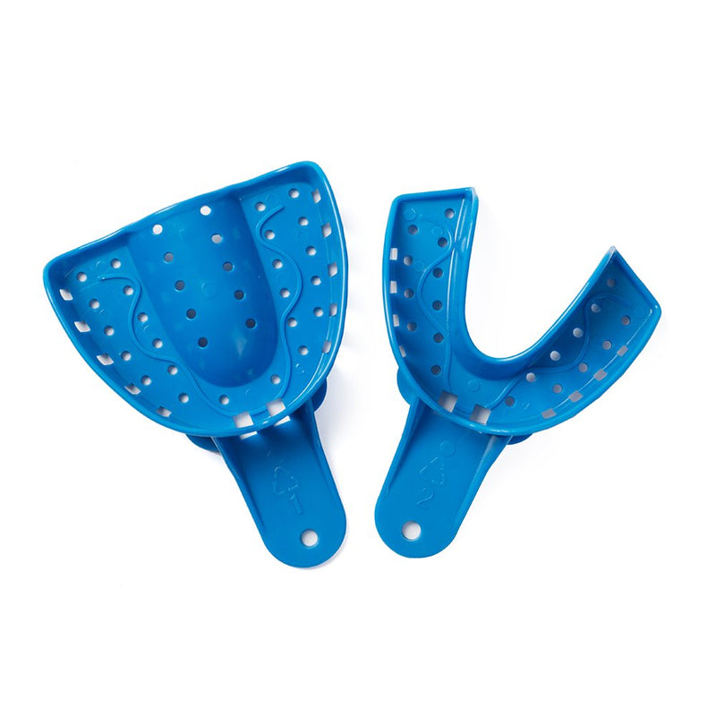 [Australia - AusPower] - Dental Impression Trays Perforated Plastic Disposable Denture Instruments Tray Upper Lower (Large Lower 6pcs) Large Lower 6pcs 