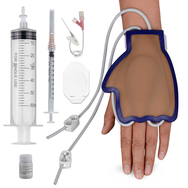 [Australia - AusPower] - Phlebotomy and Venipuncture Practice Kit, Wearable IV Practice Kit, Dorsal Hand Injection Trainer, IV Start Kit for Injection/Insertion Practice, Medical Education Black 
