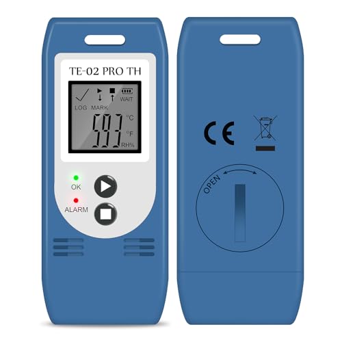 ThermElc TE-02 Pro TH USB Temperature Humidity Data Logger - High Precision Temperature Performance Monitor, Auto PDF/CSV Reporting, 32,000 Memory Points, CFR Part 21 Compliant with Alarm 1 piece.