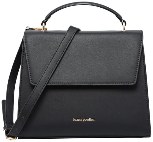 BEAUTYGOODIES Insulated Lunch Bag for Women, Aesthetic Lunch Boxes and Classy Tote Bag Purse with Strap, Professional Ladies Lunch Bags, Chic Lunch Box for Women, the Office and Workplace Chic Black Medium