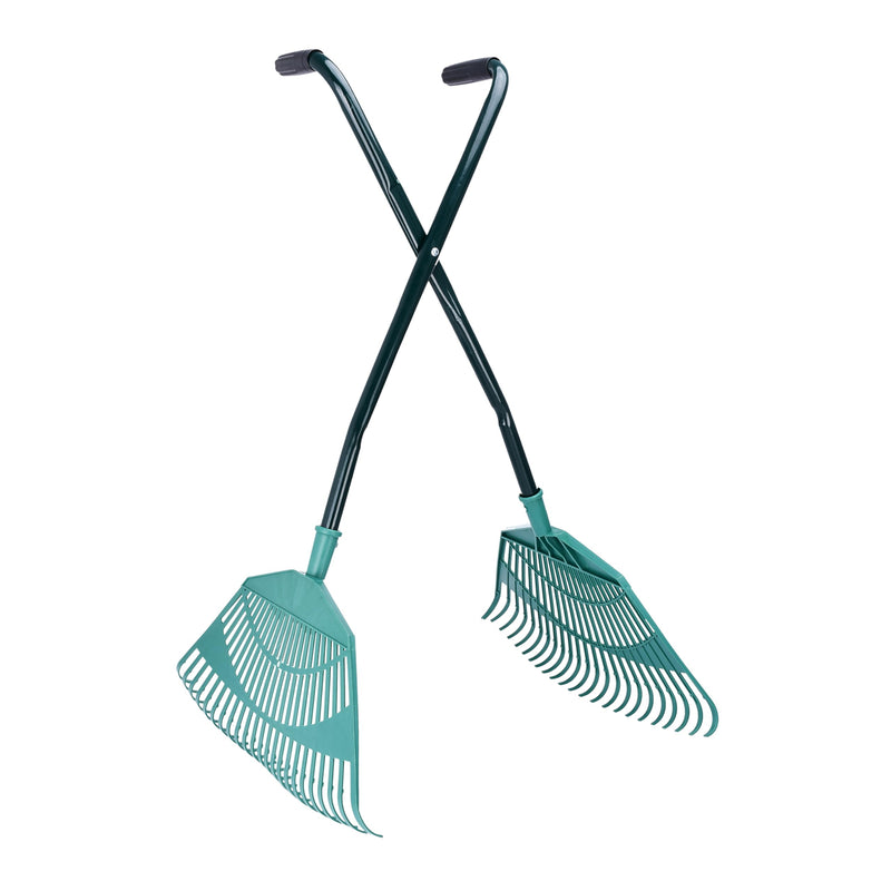 2wayz | Garden Leaf Grabber - Leaf Picker Removal Tools - Garden Leaf Scoops - Leaves Collector with Curved Claws - Strong Steel Handles - Lawn Rake Tool - 35'' x 20'' (Green)