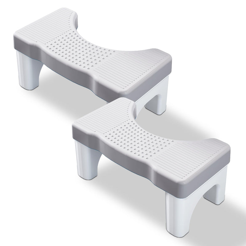 Kzeirm Toilet Potty Stool for Adults, 7" Heavy Duty Plastic Squatting Poop Foot Stool, Bathroom Non-Slip Toilet Assistance Step - Healthy Gifts for Kids Seniors, 2 Pack 6.7inch (2 Pack) Gray