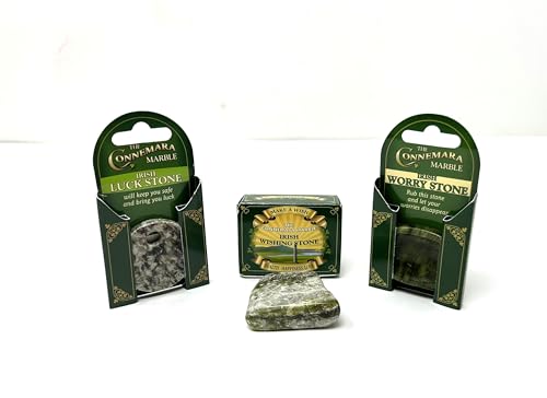 Exclusively Irish Connemara Set of 3 Marble Lucky Stones Pocket Item Wishing Health Hapiness Love Housewarming Gift Souvenir