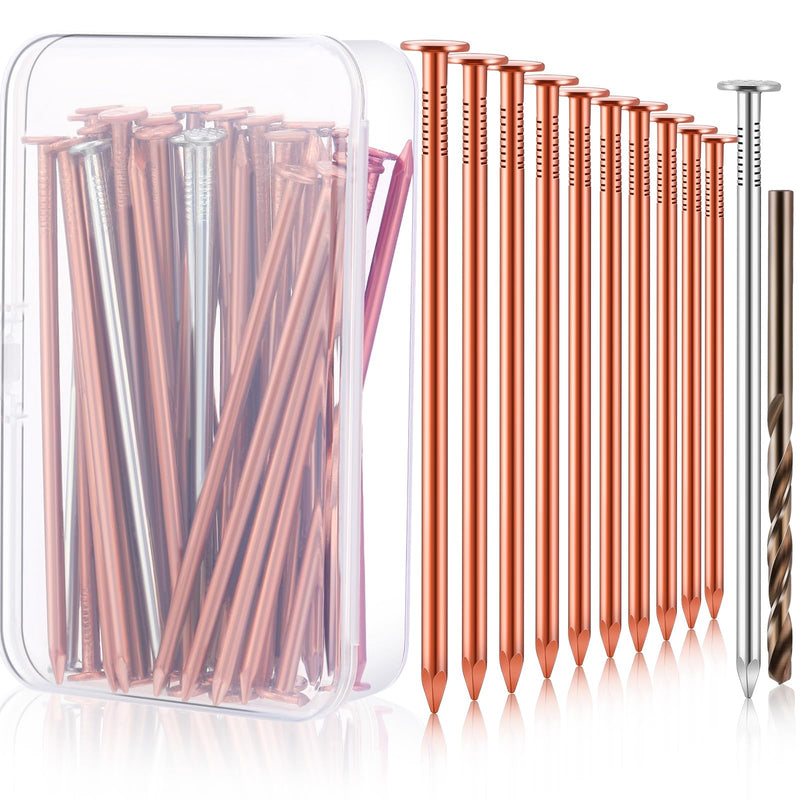 [Australia - AusPower] - Gisafai 47 Pcs Copper Nails Tree Stump Killer Set, Include 40 Copper Nails for Killing Trees, Stumps and Roots 3.5 Inch Stump Removal Spikes with 4 Steel Nails 2 Drill Bit Nails and Storage Box 