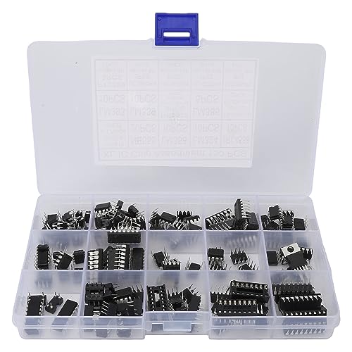 XL IC Chip Assortment Kit 150pcs Optocoupler Timer Oscillator Dual Opamp Quad Opamp with Plastic Storage Box Suitable for PC817 ICL7660S NE555 LM358