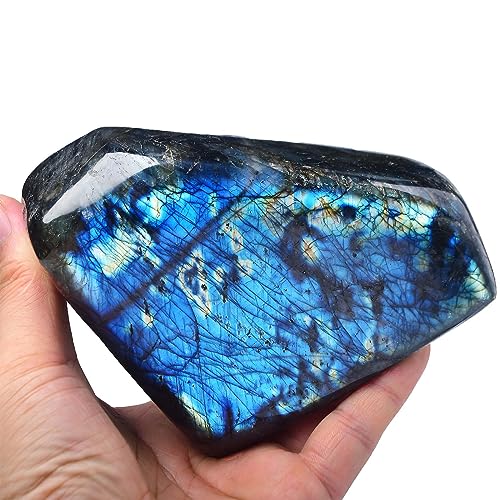 Large Labradorite Rock Polished Slab Block Healing Crystal Stone for Meditation Gift Home Decor 1.7-2.2 Pound Labradorite Block