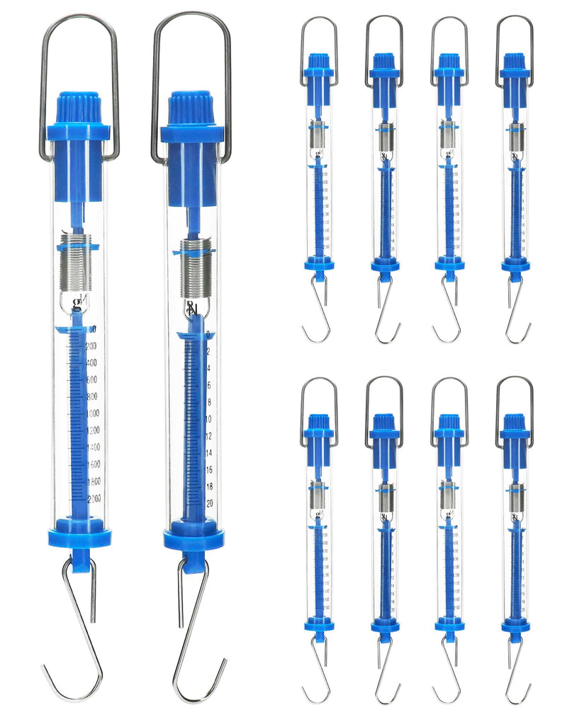[Australia - AusPower] - QWORK Spring Scale, 10 Pack 20N Transparent Spring Balance Hanging Tube Spring Scale 