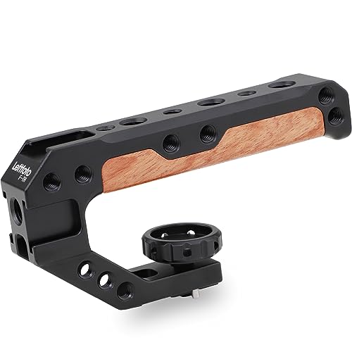 LEFTFOTO Top Handle Quick Release Handgrip for Camera Cage Rig with 3/8" ARRI Locating Pins, Anti-Off Designed,Wood & Metal Grip