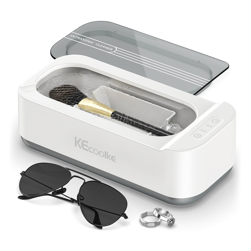 [Australia - AusPower] - KECOOLKE Ultrasonic Jewelry Cleaner, 400ml Sonic Cleaner with Digital Timer for Eyeglasses, Rings, Coins, Silver, Denture Ultrasonic Cleaner Solution for Gifts 