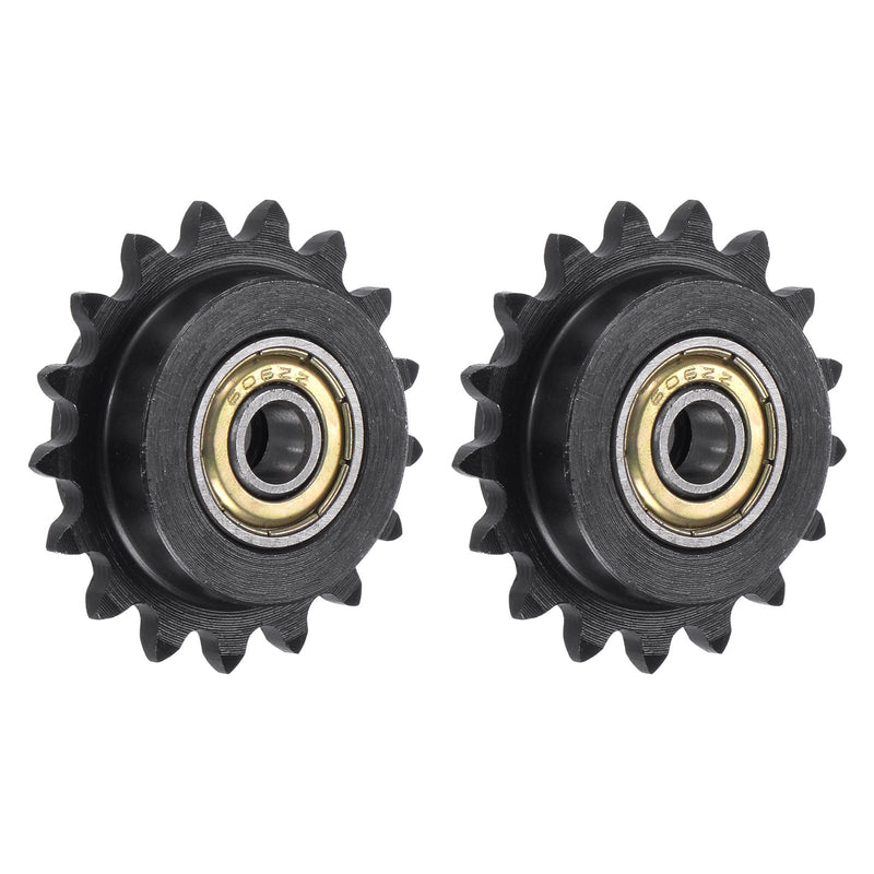 [Australia - AusPower] - uxcell #25 Roller Chain Idler Sprocket, 6mm Bore 1/4" Pitch 17 Tooth Sprocket Tensioner, C45 Carbon Steel 25 Roller Chain Sprocket with Bearing for ISO 04C Chain, 2Pcs 37mmx6mm 