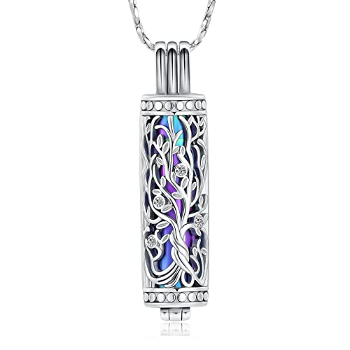 Imrsanl Cylinder Cremation Urn Necklace for Ashes of Loved One Tree-Colorful