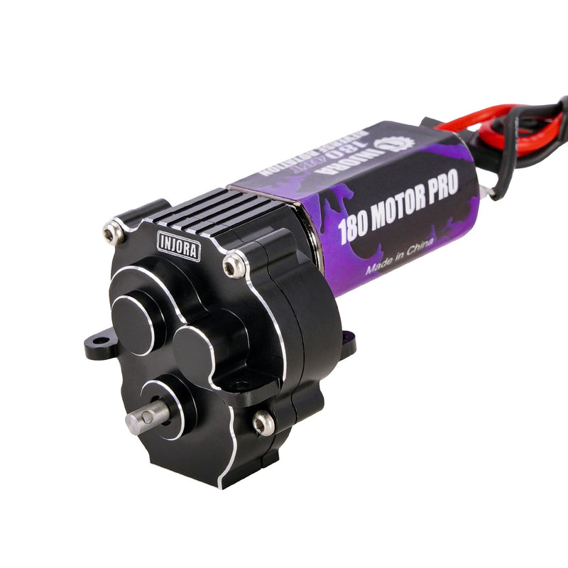 [Australia - AusPower] - INJORA 180 Pro 48T Motor and Transmission Gearbox with Stock Steel Gear for 1/18 TRX4M Upgrade Parts（Black） Black 