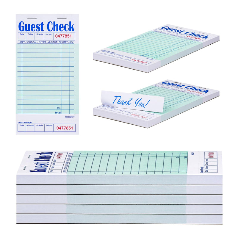 [Australia - AusPower] - Methdic Guest Checks Server Note Pads 250 Orders Waitress Notepad for Restaurants (5 Books) Guest Check With Bottom Receipt?5 Books? 