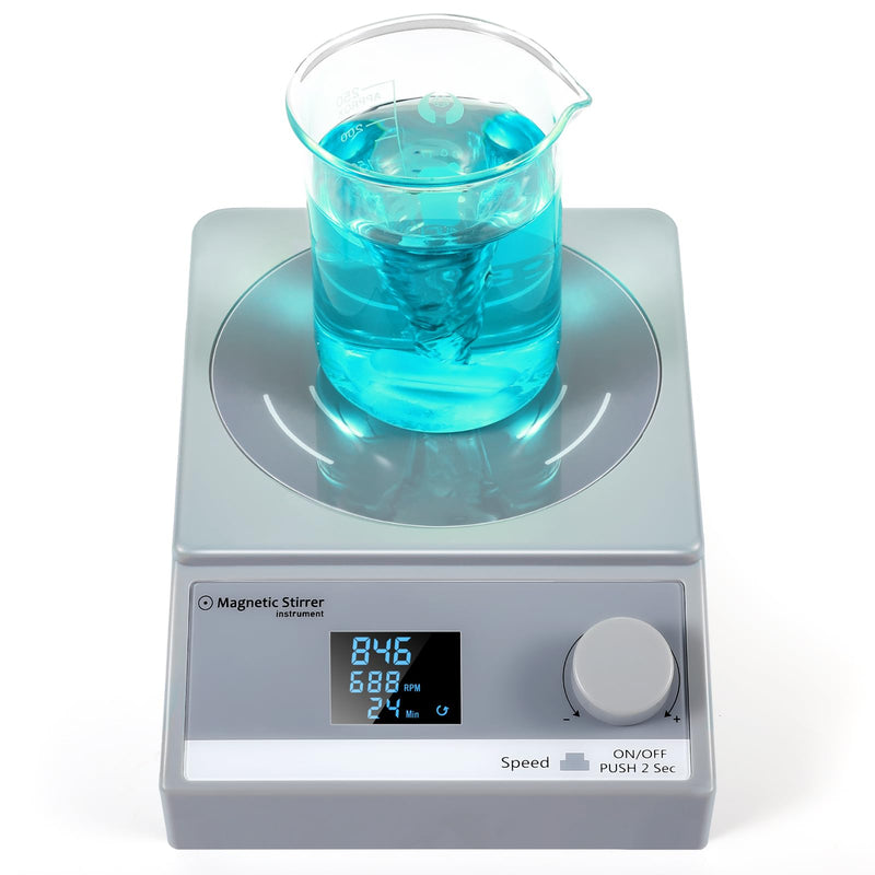 Digital Magnetic Stirrer w/Timer, 100fl.oz Magnetic Stir Plate, Magnetic Mixer w/LCD Display, Lab Stirrer w/Stir Bar (w/o Heating) Grey