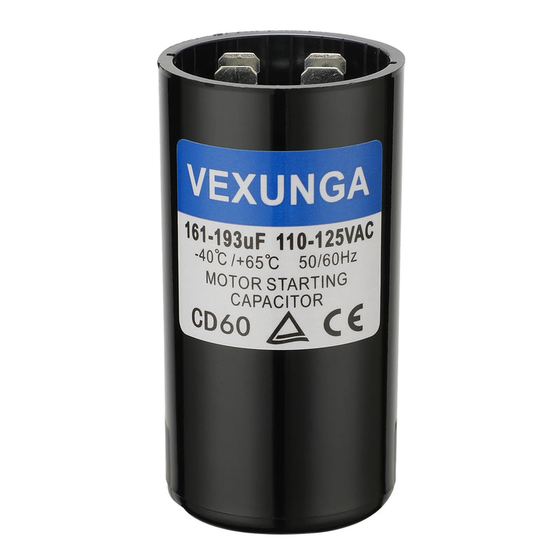 [Australia - AusPower] - 161-193 uF MFD 110-125 VAC 50/60 Hz Round Motor Start Capacitor CD60 Single Phase Capacitors for AC Motors Starting or Pool Pump or Well Pump 161-193 MFD 110-125V 