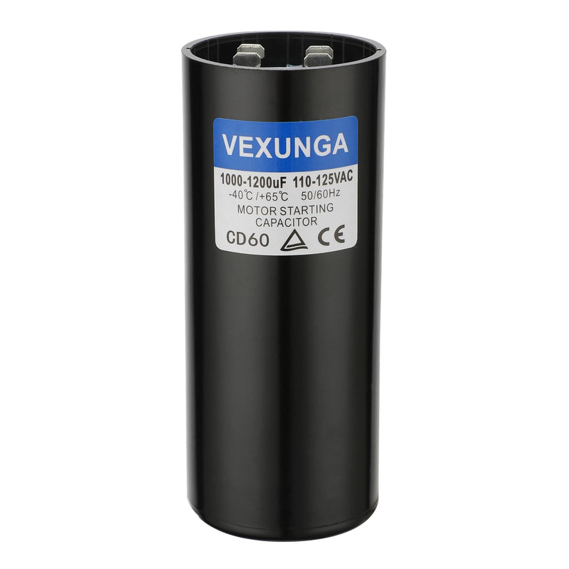 VEXUNGA 1000-1200 uF MFD 110-125 VAC 50/60 Hz Round Motor Start Capacitor CD60 Single Phase Capacitors for AC Motors Starting or Pool Pump or Well Pump 1000-1200 MFD 110-125V