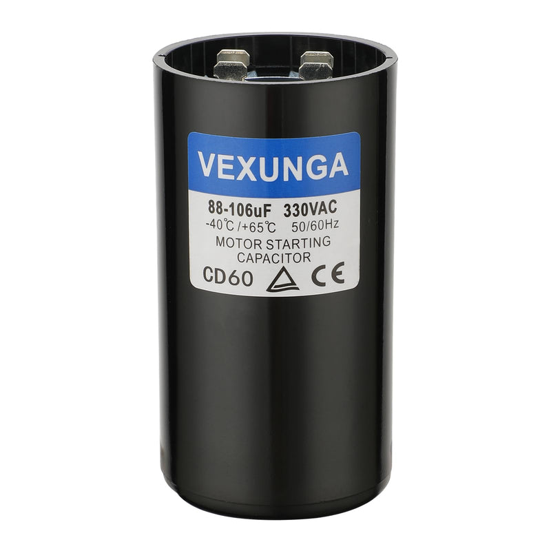 [Australia - AusPower] - 88-106 uF MFD 330 VAC 50/60 Hz Round Motor Start Capacitor CD60 Single Phase Capacitors for AC Motors Starting or Pool Pump or Well Pump 88-106 MFD 330V 