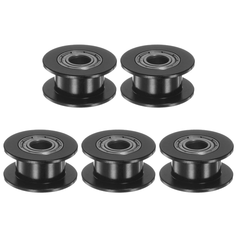 [Australia - AusPower] - 5pcs 2GT Idler Pulley 5mm Bore 18mm Dia. Aluminum Timing Belt Toothless for 6mm Width Belt 3D Printer CNC Machine Accessories, Black 5mm Bore 18mm OD 6.5mm Width 