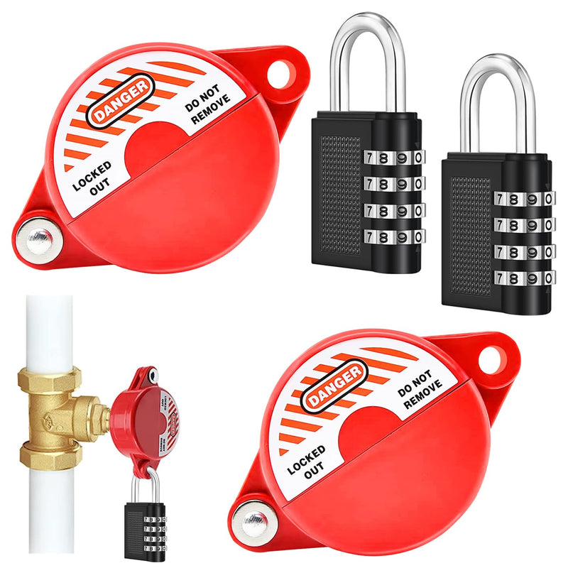 smseace 2Pack Gate Valve Lockout Device with Coded Lock Suited for 1to2-1/2 gate Valve Handles Gate Valve Lockout Water Spigot Lock for Outdoor Faucet Water Spigot Faucet Devices 2