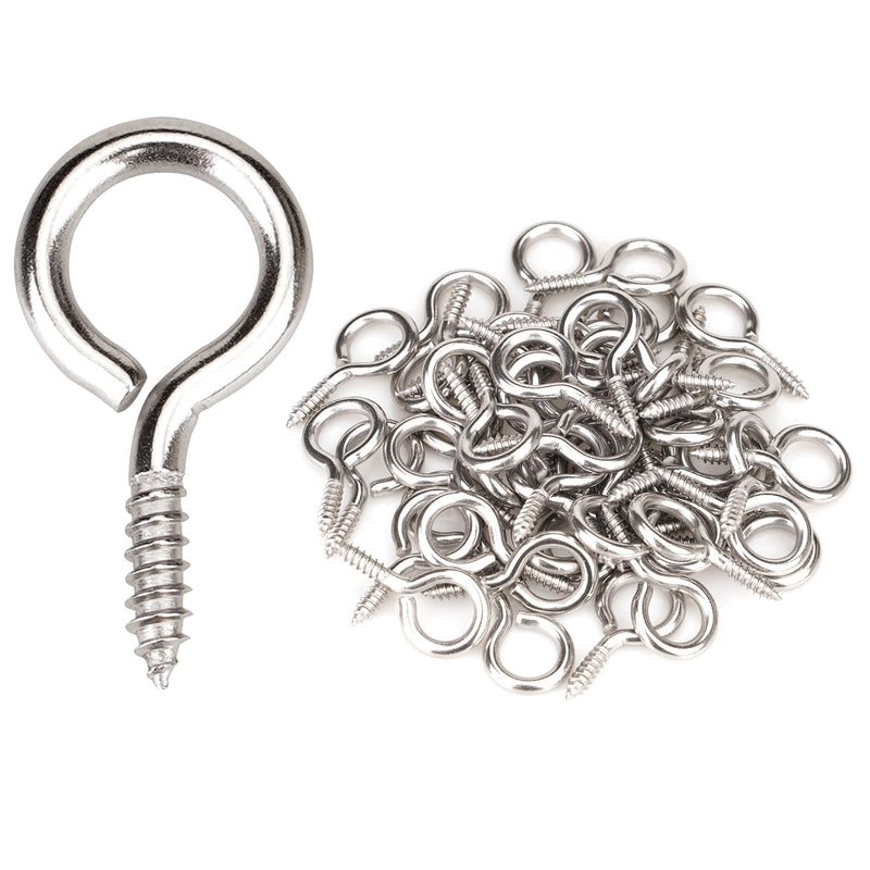 [Australia - AusPower] - 50PCS 1 inches 304 Stainless Steel Eye Screws, Heavy Duty Screw, Eye Hooks Screw Eye Bolts Eye Hooks Screw, Indoor & Outdoor 50pcs-1inch 