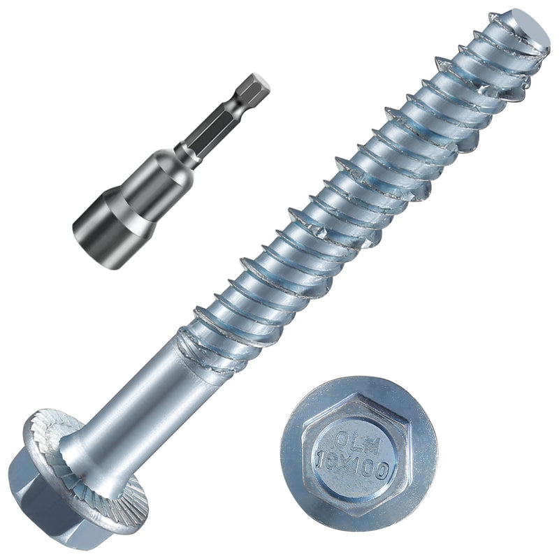 [Australia - AusPower] - 1/4" x 3" Zinc Plated Large Diameter Concrete Screw for Anchoring to Masonry, Brick or Block (10 pcs) 10 1/4" x 3" 